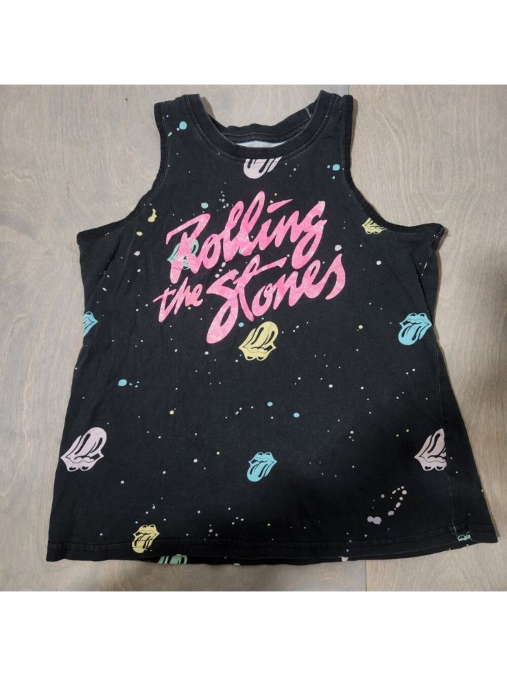 Rolling Stones Tank‎ Top L/G (14) Adults XS Black Graphic Sleeveless Band Tee
